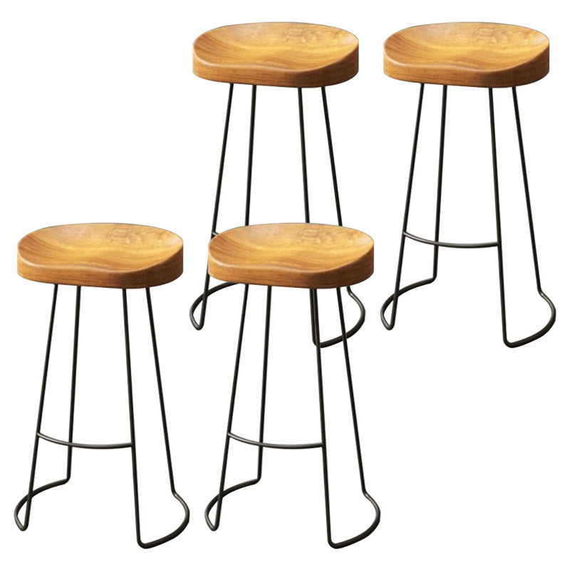 Coffee Shop Industrial Wood Barstool Metal Pedstal Bar Stool with Pedal