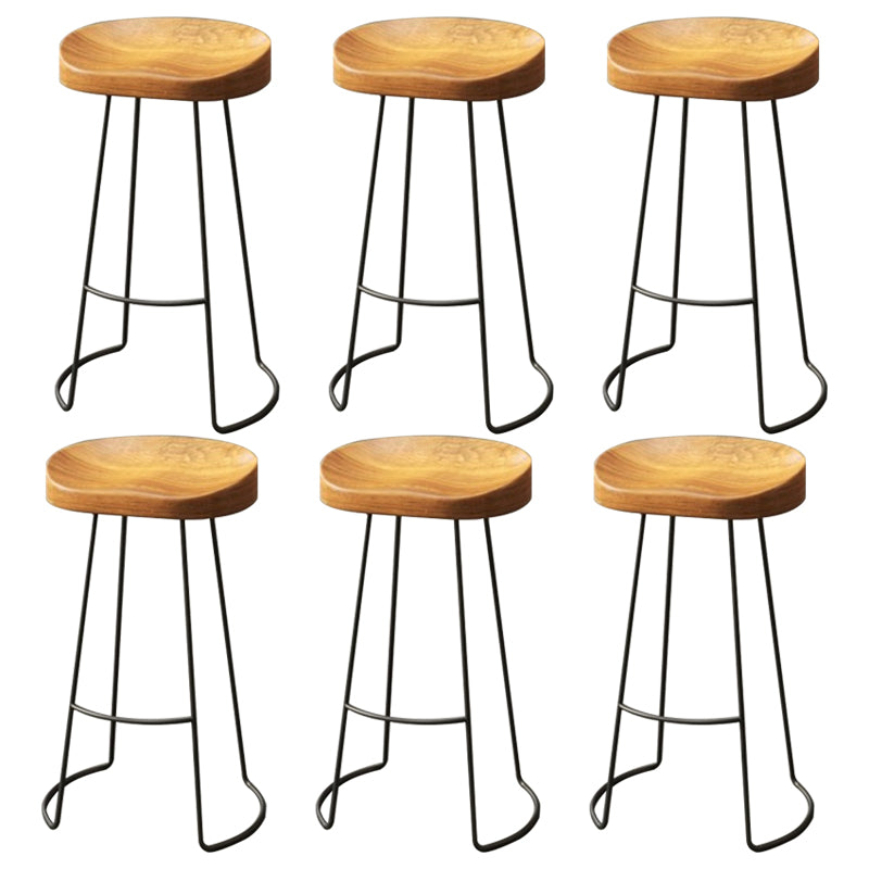 Coffee Shop Industrial Wood Barstool Metal Pedstal Bar Stool with Pedal