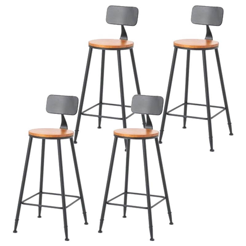 Coffee Shop Industrial Wood Barstool Metal Pedstal Bar Stool with Pedal