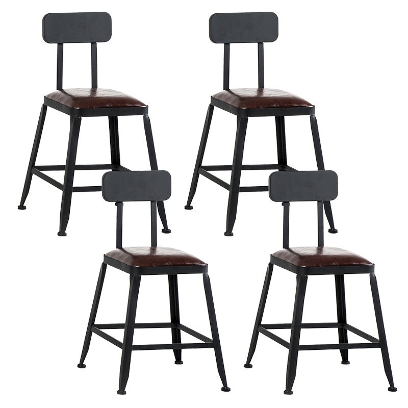 Dining Room Industrial Style Leather Barstool Iron 4 Legs Bar Stool with Pedal