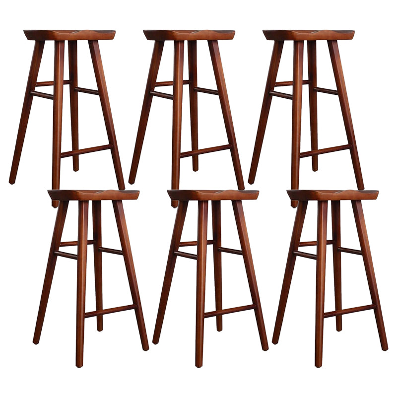 Restaurant Modern Solid Wood Barstool Wood 4 Legs Bar Stool with Pedal