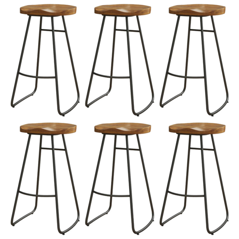 Coffee Shop Industrial Wood Barstool Iron Pedstal Bar Stool with Pedal