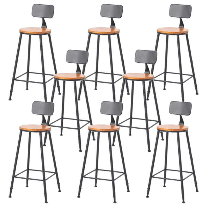 Coffee Shop Industrial Wood Barstool Iron Pedstal Bar Stool with Pedal