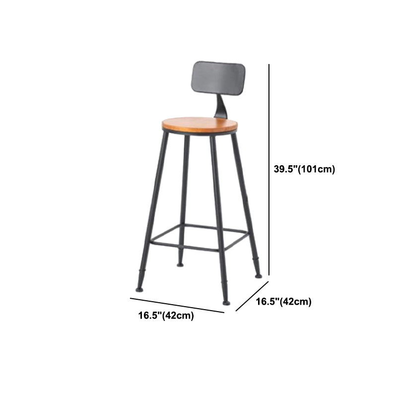 Coffee Shop Industrial Wood Barstool Iron Pedstal Bar Stool with Pedal