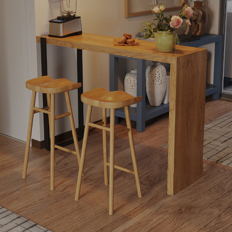 Contemporary Solid Wood Barstool Restaurant Bar Stool with Pedal