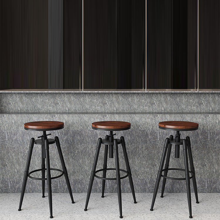 Rotating Barstool Industrial Style 4 Legs Bar Stool for Dining Room