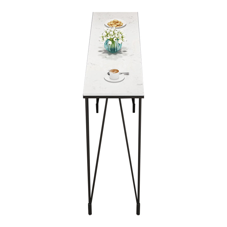 Modern 1/4 Pieces Bar Table Set Rectangle Stone Counter Table with Backrest Stools