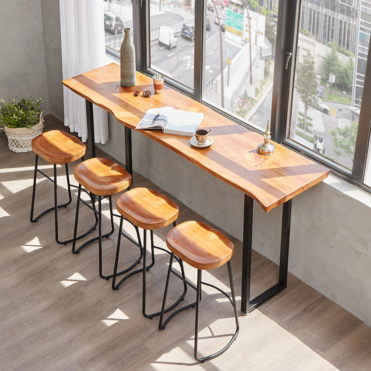 Luxury Rectangle Bar Table Set 1/2/4/5 Pieces Pine Wood Counter Table with Stools