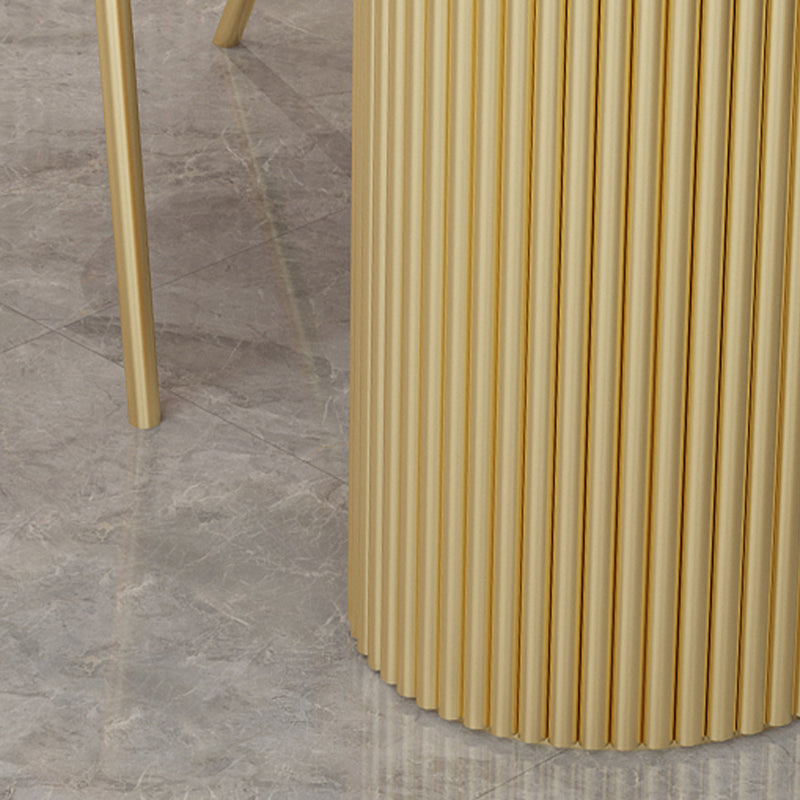 Oval Double Pedestal Luxury Dining Table White Fixed Table of Sintered Stone