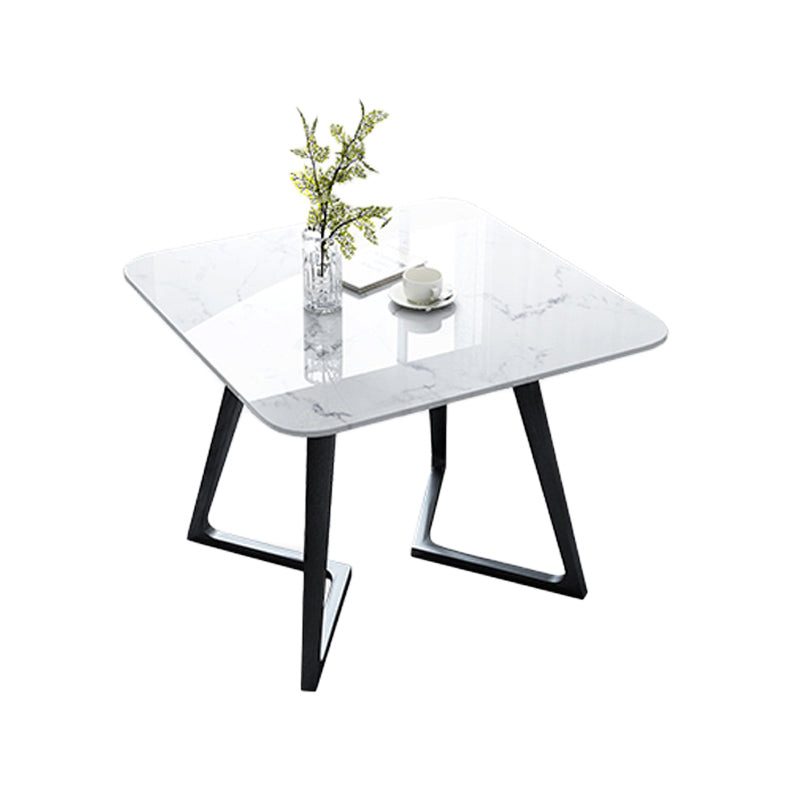 Sintered Stone Dining Table Industrial Wood Base Dining Table in White