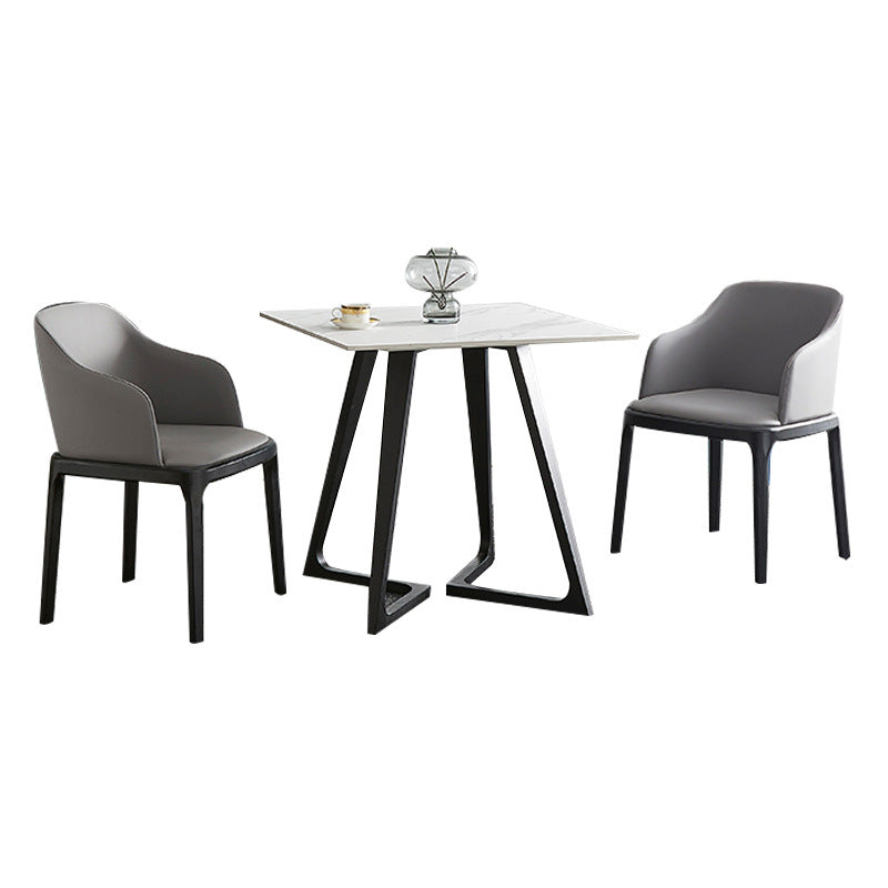 Sintered Stone Dining Table Industrial Wood Base Dining Table in White