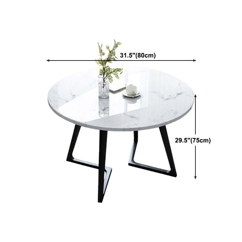 Sintered Stone Dining Table Industrial Wood Base Dining Table in White