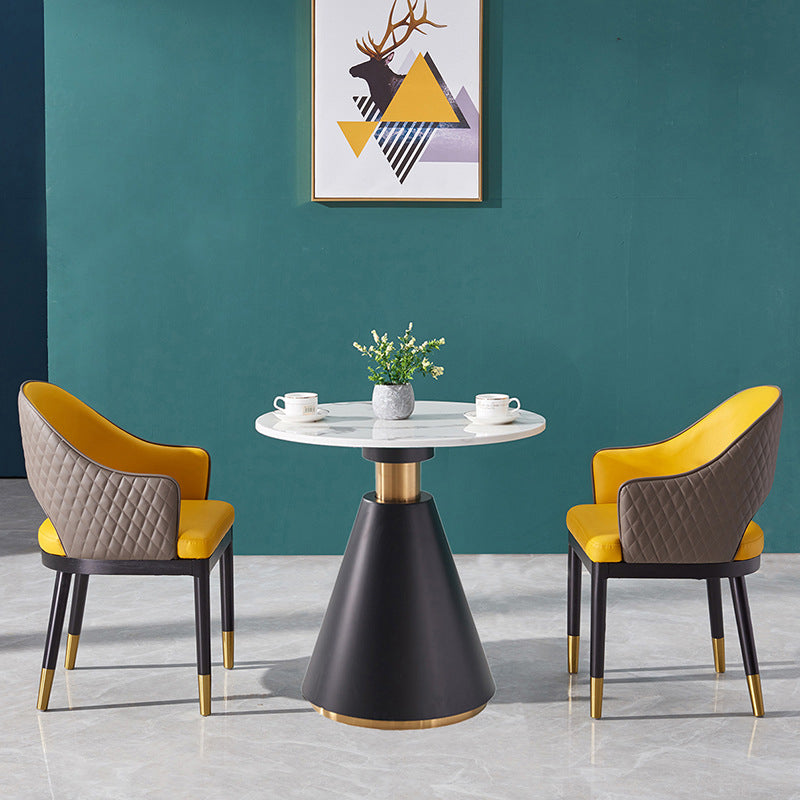 Metal Traditional Luxury Round Table Pedestal Dining Table for Dining Room
