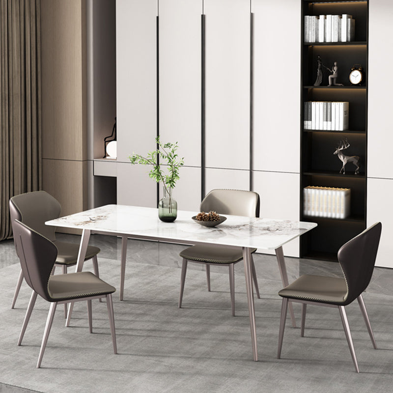 Rectangle Dining Table Modern 4 Legs Fixed Table of Sintered Stone