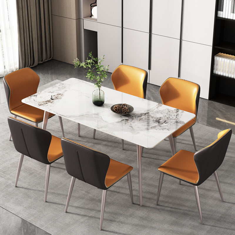 Rectangle Dining Table Modern 4 Legs Fixed Table of Sintered Stone