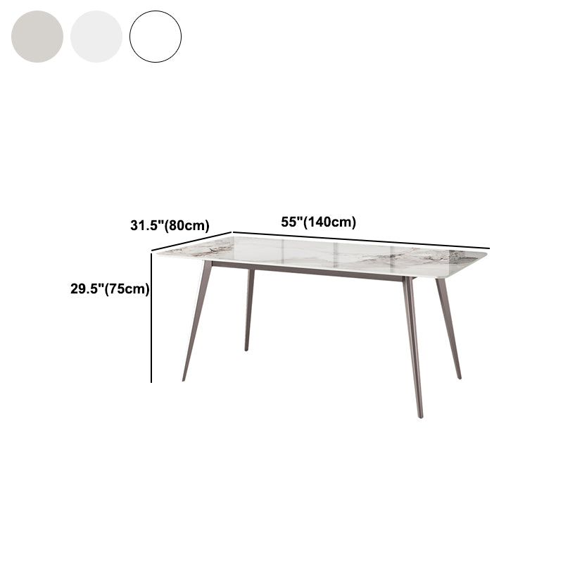 Rectangle Dining Table Modern 4 Legs Fixed Table of Sintered Stone