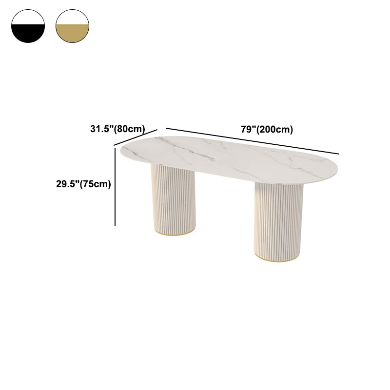 Simplicity Style Oval Dining Table Imitation Marble Home Furniture