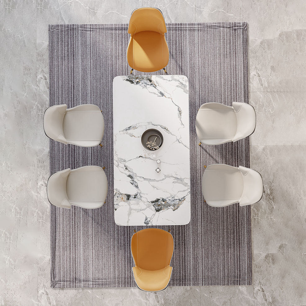 Glam Leather Dining Chair Wingback Side Furniture in Matte Finish for Indoor