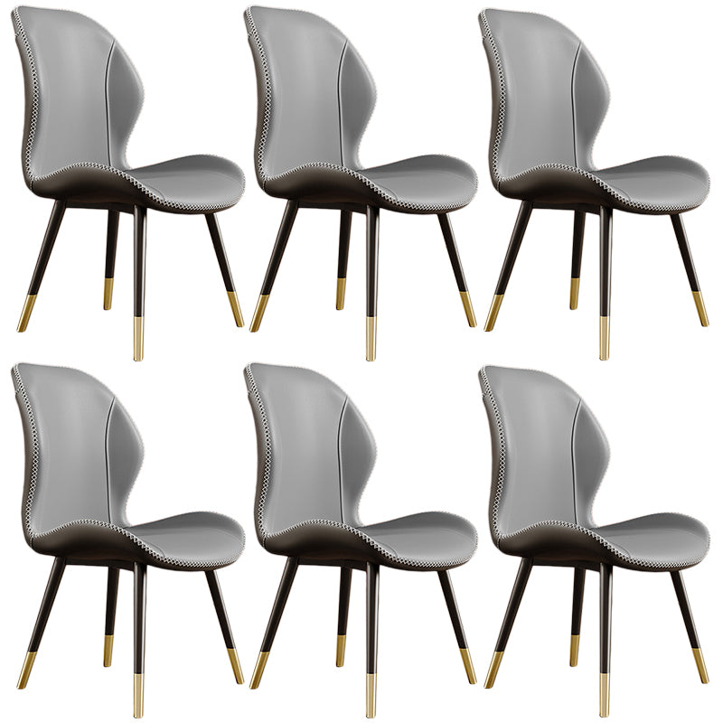 Glam Leather Dining Chair Wingback Side Furniture in Matte Finish for Indoor