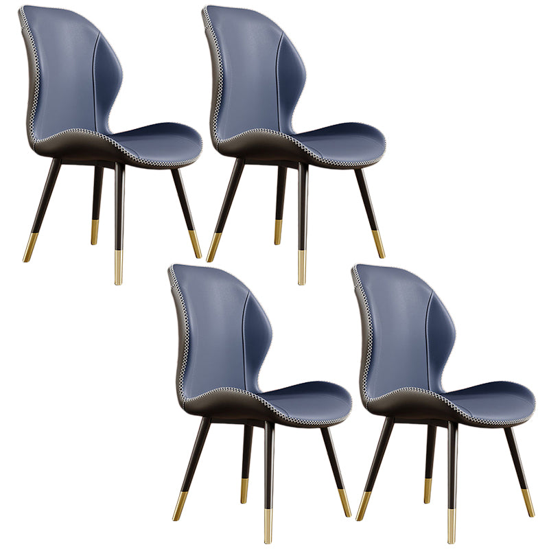 Glam Leather Dining Chair Wingback Side Furniture in Matte Finish for Indoor