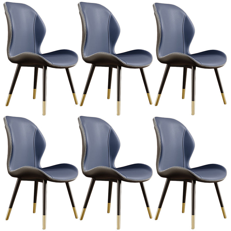 Glam Leather Dining Chair Wingback Side Furniture in Matte Finish for Indoor