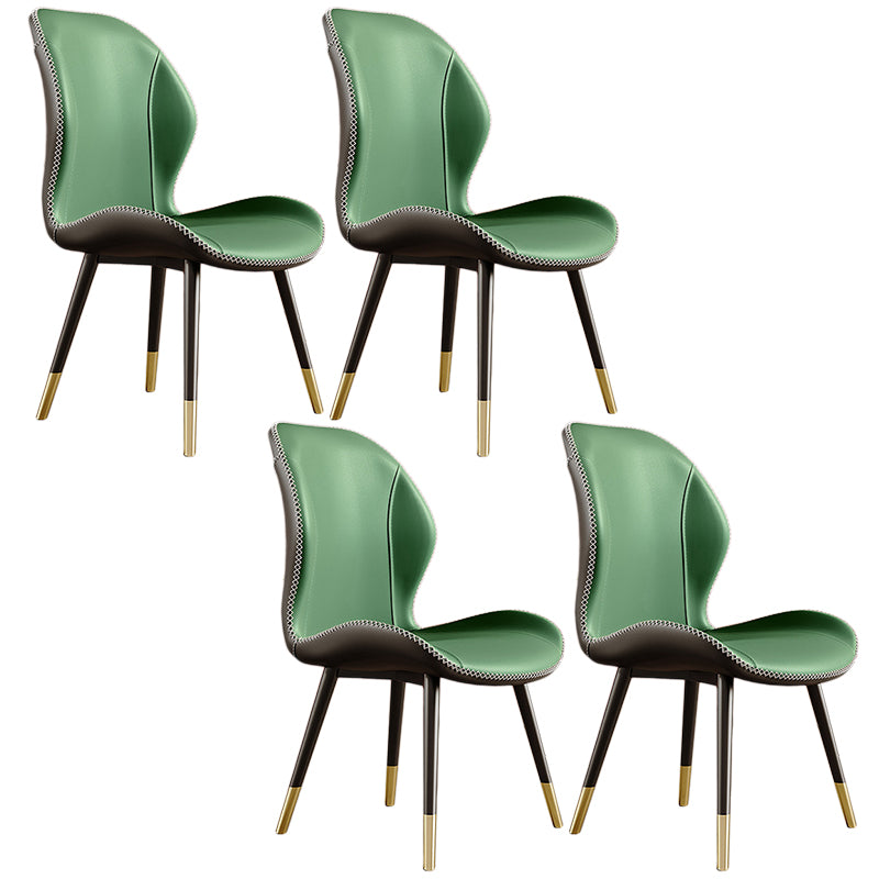 Glam Leather Dining Chair Wingback Side Furniture in Matte Finish for Indoor