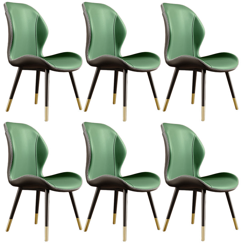 Glam Leather Dining Chair Wingback Side Furniture in Matte Finish for Indoor