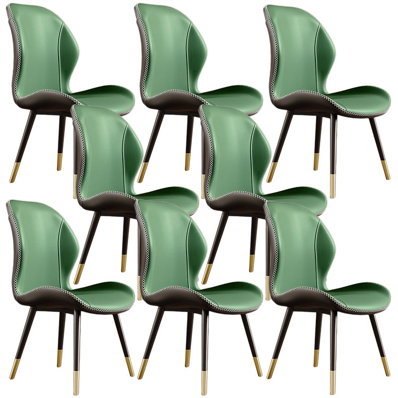 Glam Leather Dining Chair Wingback Side Furniture in Matte Finish for Indoor