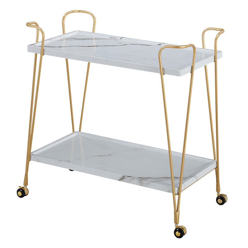Modern Metal Prep Table Open Storage Rolling Prep Table for Dining Room