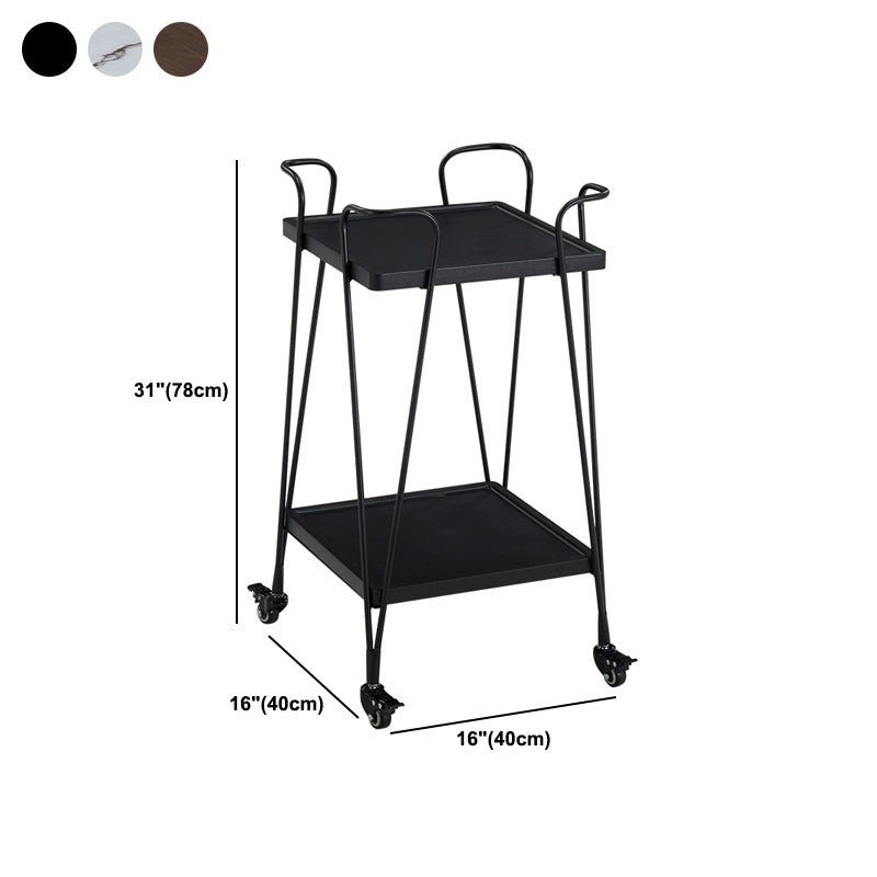 Modern Metal Prep Table Open Storage Rolling Prep Table for Dining Room