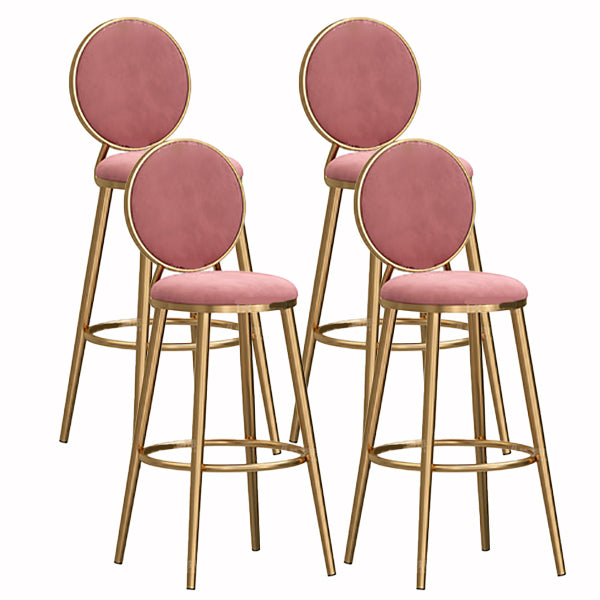 Nordic Glam Style Bar-stool Round Counter Bar-stool with Metal Legs for Home