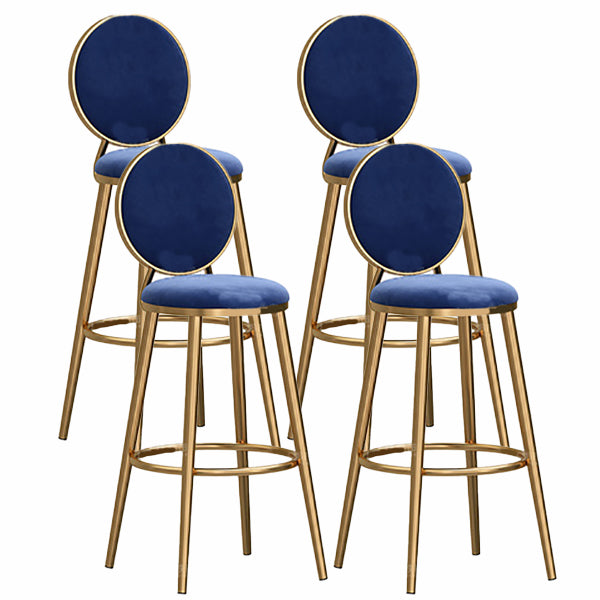 Nordic Glam Style Bar-stool Round Counter Bar-stool with Metal Legs for Home