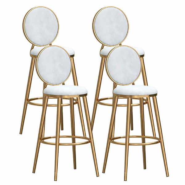 Nordic Glam Style Bar-stool Round Counter Bar-stool with Metal Legs for Home