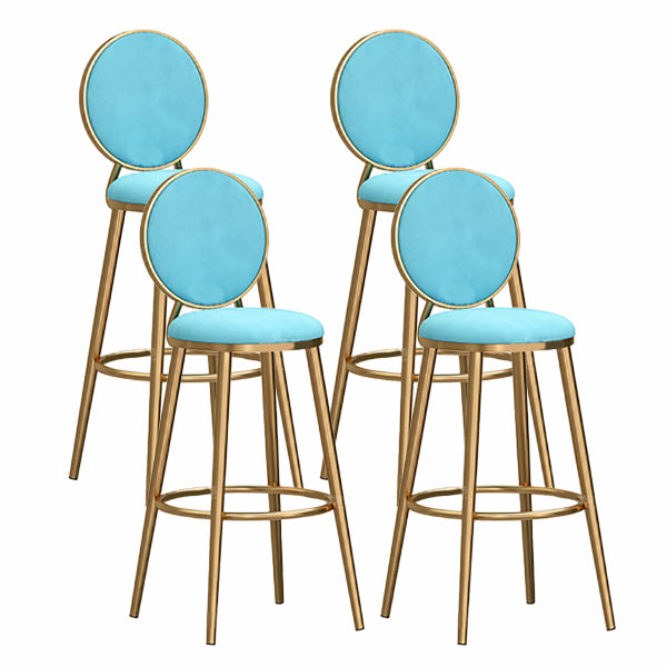 Nordic Glam Style Bar-stool Round Counter Bar-stool with Metal Legs for Home