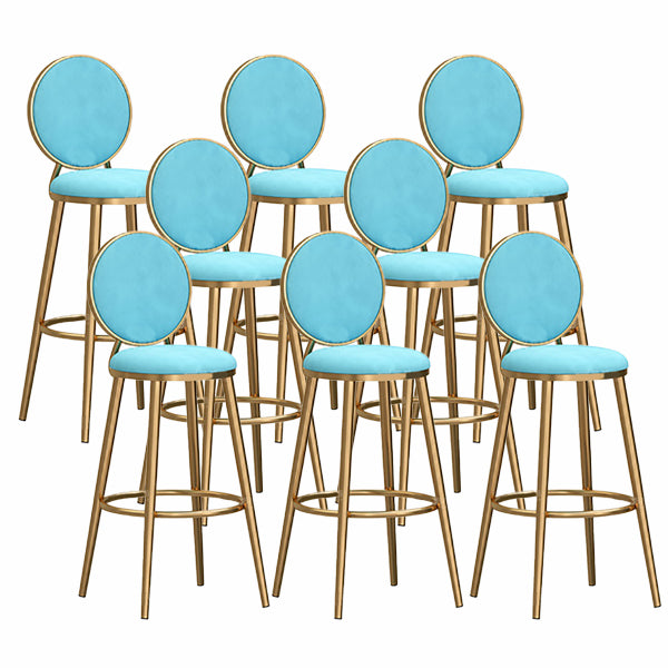 Nordic Glam Style Bar-stool Round Counter Bar-stool with Metal Legs for Home