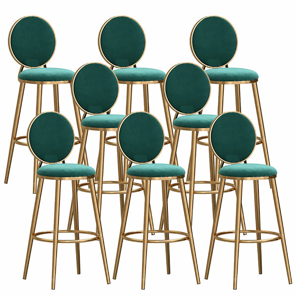 Nordic Glam Style Bar-stool Round Counter Bar-stool with Metal Legs for Home