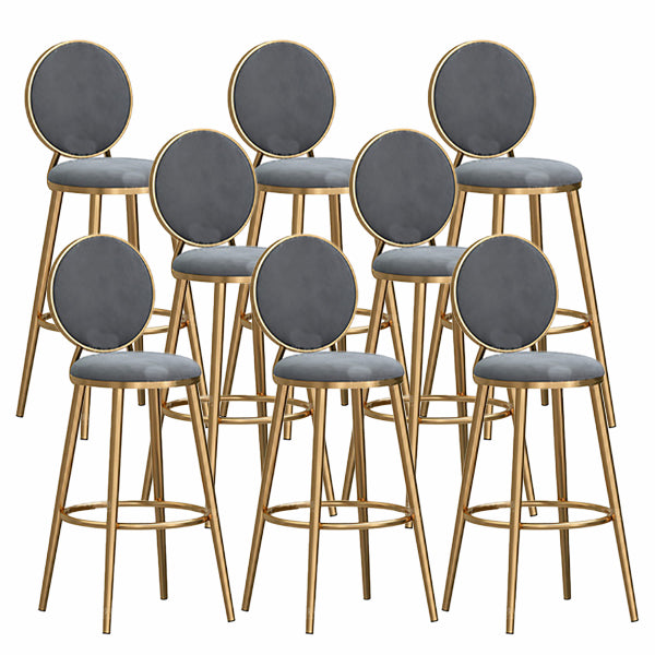 Nordic Glam Style Bar-stool Round Counter Bar-stool with Metal Legs for Home