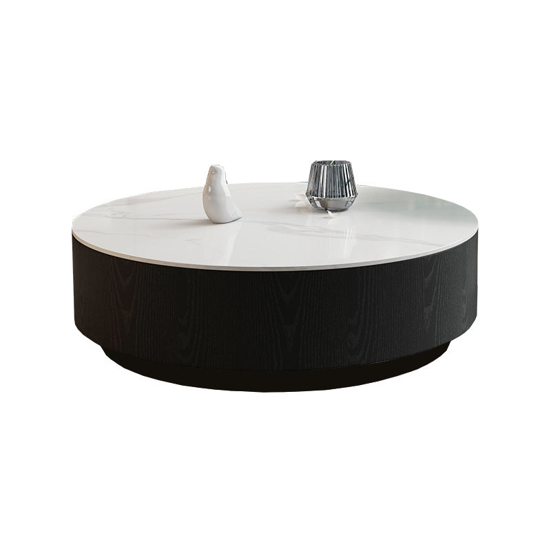 Round Stone Top Coffee Table Mid-Century Modern Cocktail Table