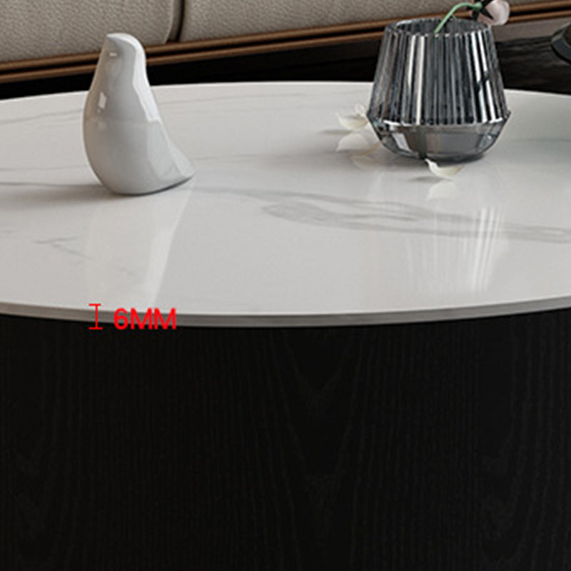 Round Stone Top Coffee Table Mid-Century Modern Cocktail Table