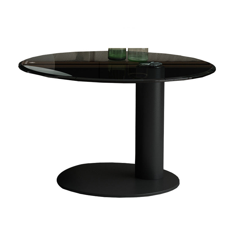 Round Stone Top Coffee Table Mid-Century Modern Cocktail Table