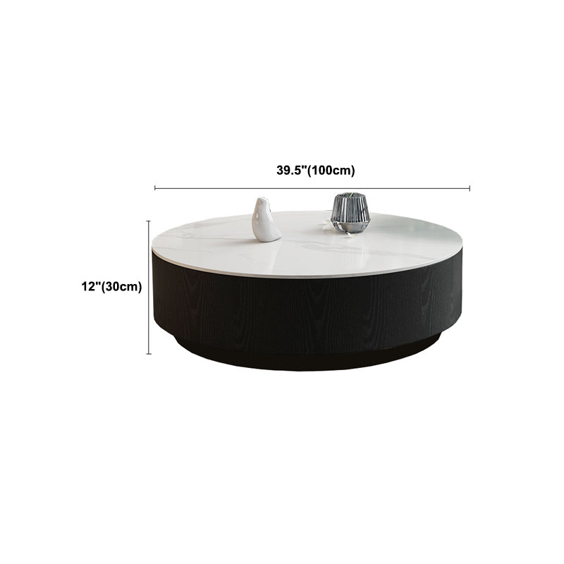 Round Stone Top Coffee Table Mid-Century Modern Cocktail Table