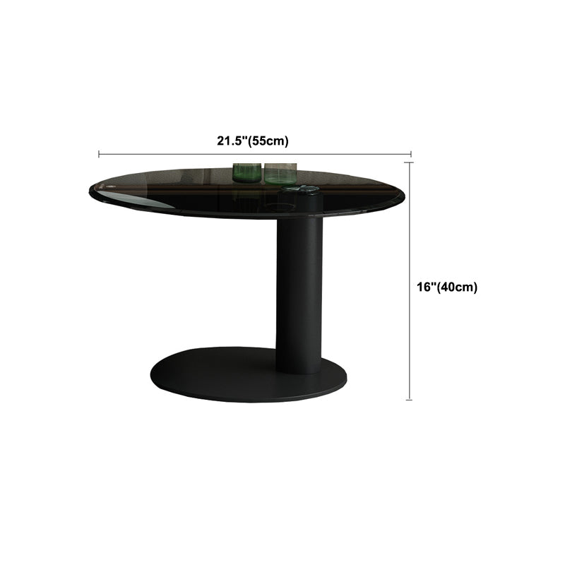 Round Stone Top Coffee Table Mid-Century Modern Cocktail Table