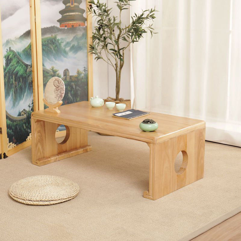 Natural/Brown Rectangular Coffee Table 11.81" High Wooden Cocktail Table