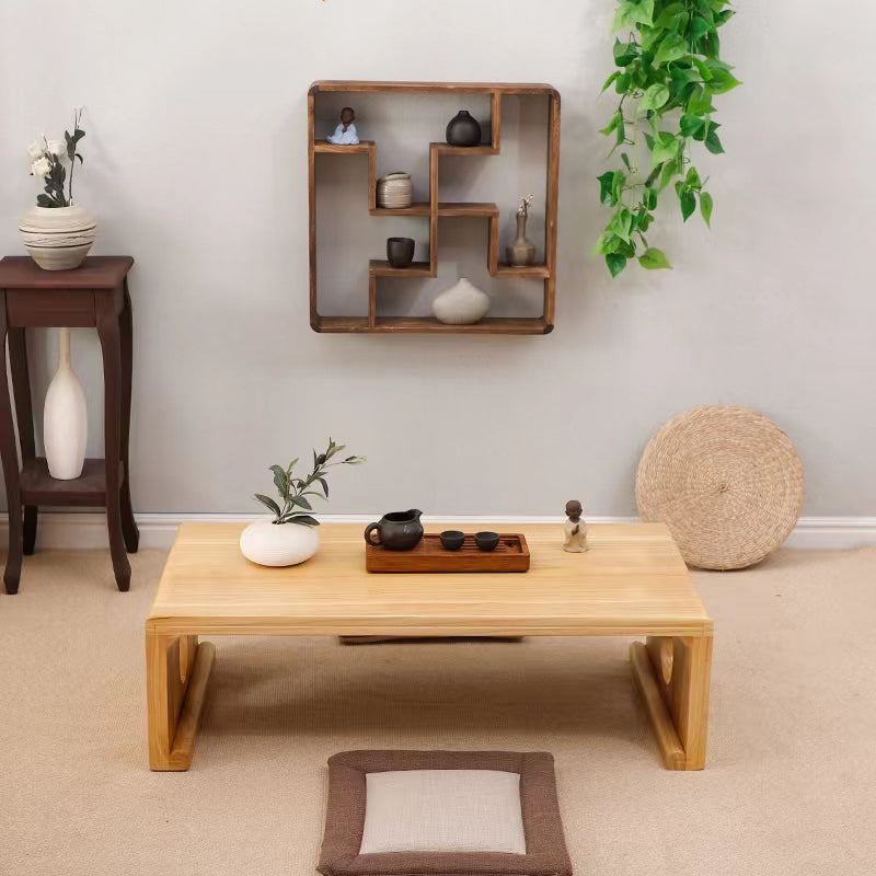 Natural/Brown Rectangular Coffee Table 11.81" High Wooden Cocktail Table