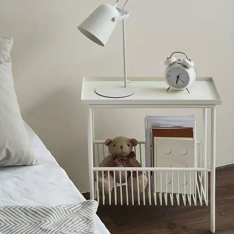 Modern Style with Storage Rack White/black Metal Iron Nightstand