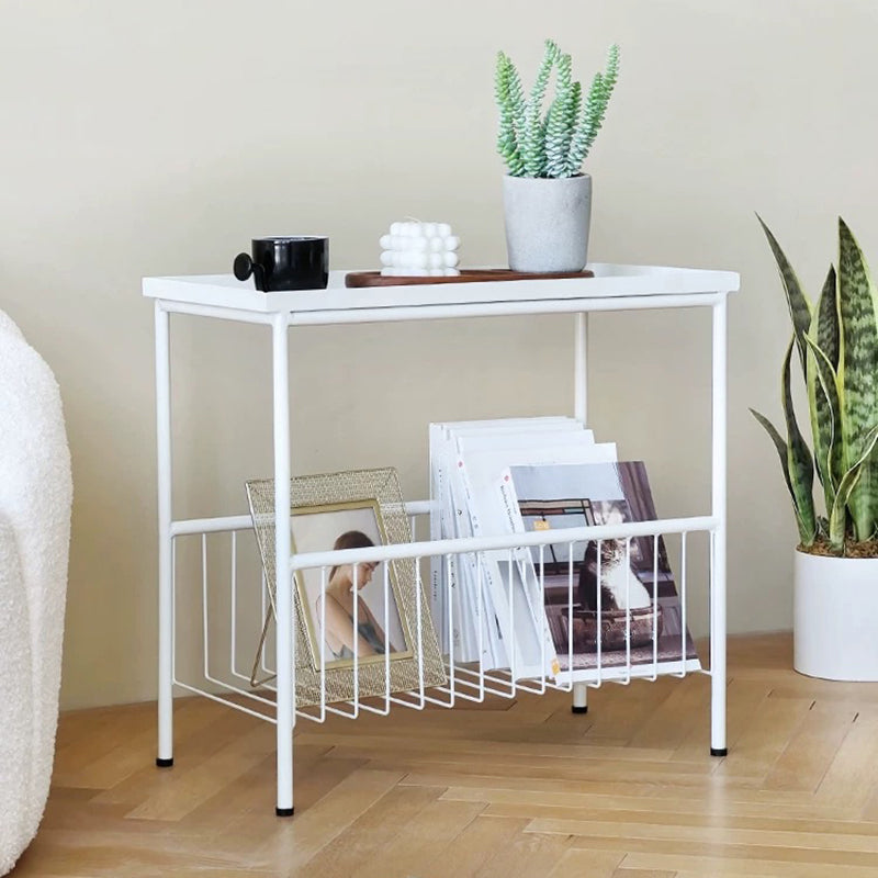Modern Style with Storage Rack White/black Metal Iron Nightstand
