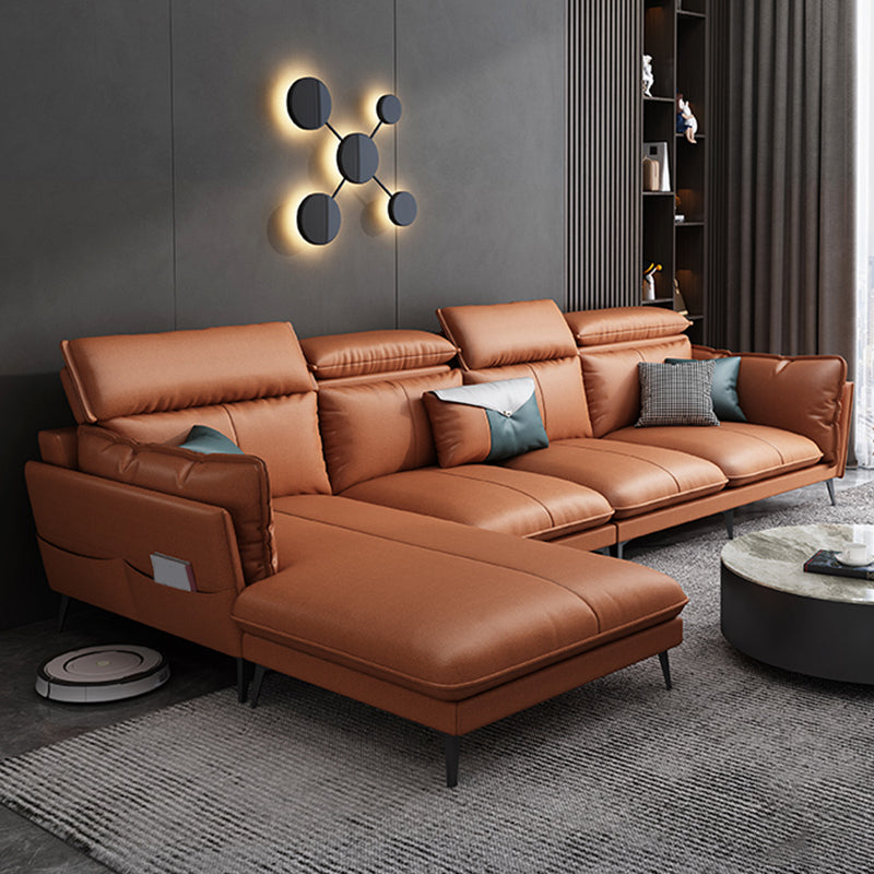 Modern Pillow Top Arm Sectional Sofa 37.8"High Fabric Cushion Back Sofa