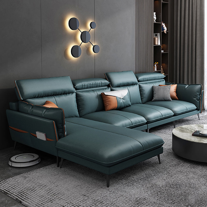 Modern Pillow Top Arm Sectional Sofa 37.8"High Fabric Cushion Back Sofa