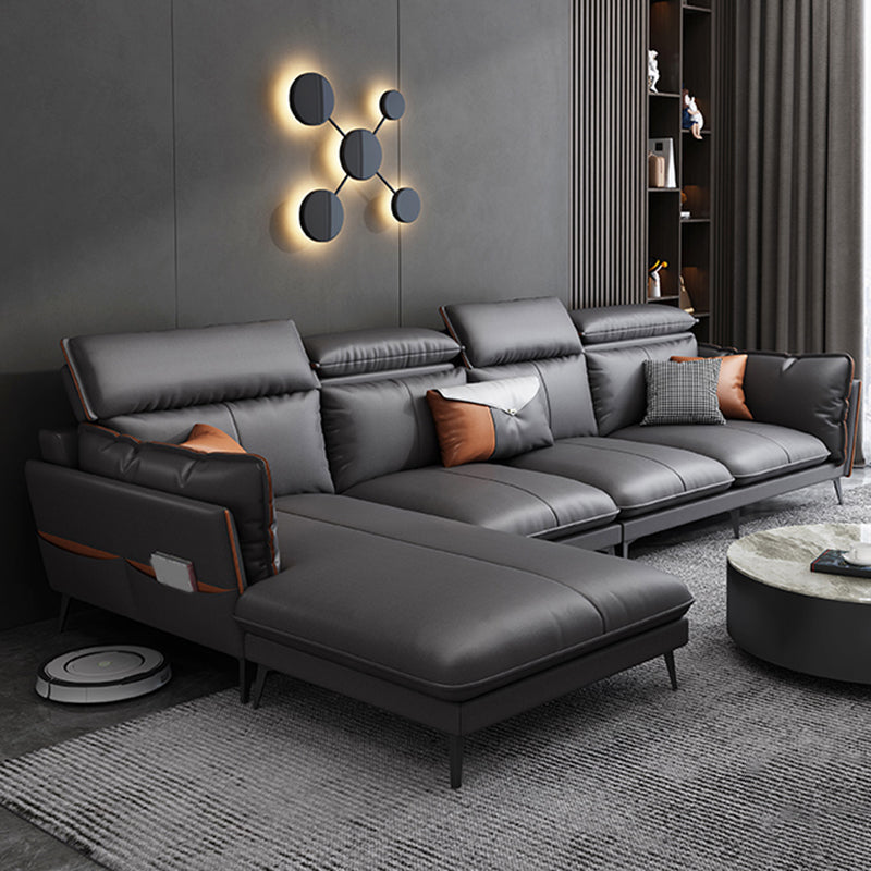 Modern Pillow Top Arm Sectional Sofa 37.8"High Fabric Cushion Back Sofa