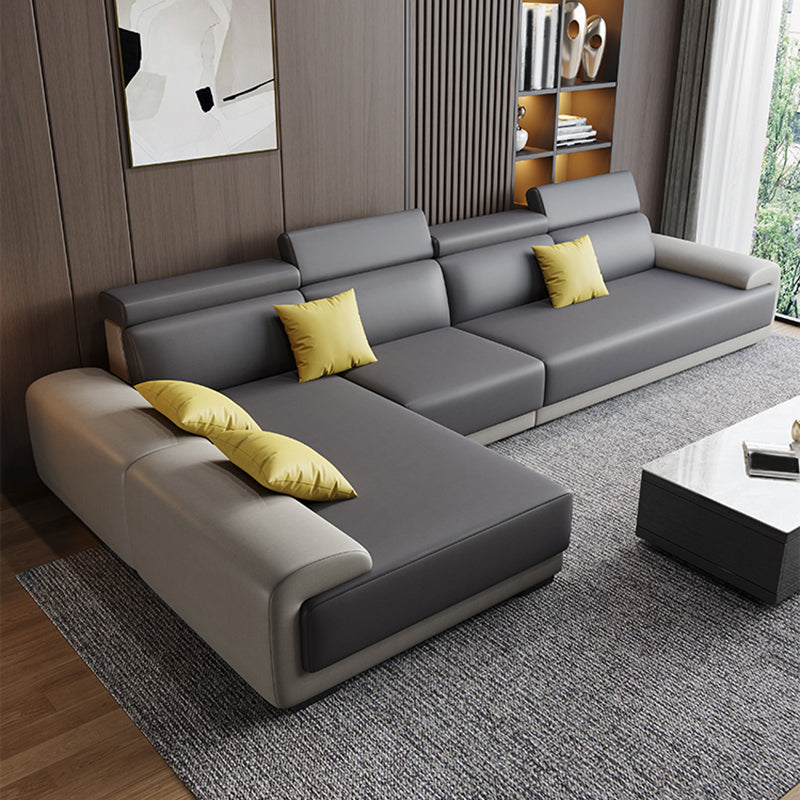 Fabric Pillow Top Arm Sectional Sofa 39.37"High Adjustable Cushion Back Sofa